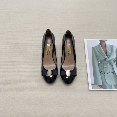 橙子出厂价p ferragamo 菲拉格慕 经典蝴蝶结 圆头玛丽珍鞋 平底鞋 粗跟单鞋 高跟鞋 跟高 平底 4Cm 7Cm 码数 34-42