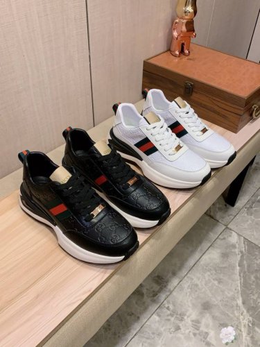 新款: 厂价 古奇Gucci* 最新爆款休闲鞋，顶端品牌 奢侈～代购，顶级～质量。 鞋面選用进口透气牛皮搭配材质透气羊皮垫脚 精细做工。原版个性时尚柔软橡膠耐磨