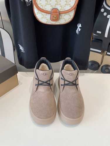 出厂价 UGG2024秋冬季新款男士舒适平底系带纯色圆头时尚休闲短靴 1151773， 牛皮磨砂面+内里真羊毛+橡胶大底 码数40-45