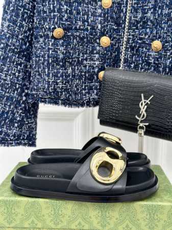 厂价 Gucci24S金鼻子扣懒人拖 长到心巴儿上了~爱了~爱了！ 元气少女 活力满满 随意搭配轻松搭出时尚感 面料采用进口小牛皮 内里采用进口羊皮 意大利进口 - 点击图像关闭