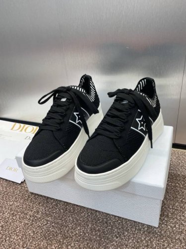 工厂P价P Dior 迪奥 2025春夏新款Star厚底系带休闲滑板鞋 Cd字母Logo暗花梭织拼色帆布运动鞋 市面顶级高端版本 材质:原版进口环保梭织鞋面+混