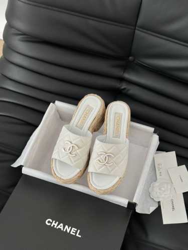 Chanel 25P新款双C编织拖鞋 新编织面料 编织鞋面 内里羊皮 原版大底 Size:35-39 其他码数定做