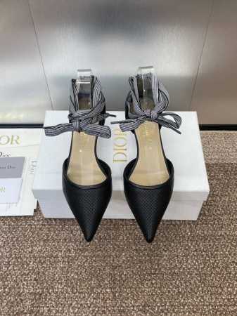 工厂p价p J‘Adior织带女鞋 迪奥 Dior 2025 春夏新款Toujours 冲孔刺绣字母Logo高跟绑带拼色中空凉鞋 材质：鞋面进口混种羊皮+水染羊 - 点击图像关闭