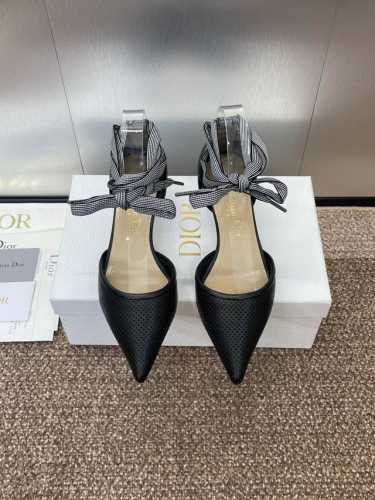 工厂p价p J‘Adior织带女鞋 迪奥 Dior 2025 春夏新款Toujours 冲孔刺绣字母Logo高跟绑带拼色中空凉鞋 材质：鞋面进口混种羊皮+水染羊