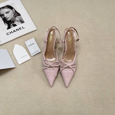 橙子出厂价p chanel 香奈儿经典款 蝴蝶结网纱尖头高跟凉鞋 高跟鞋 跟高 6Cm 码数 34-42