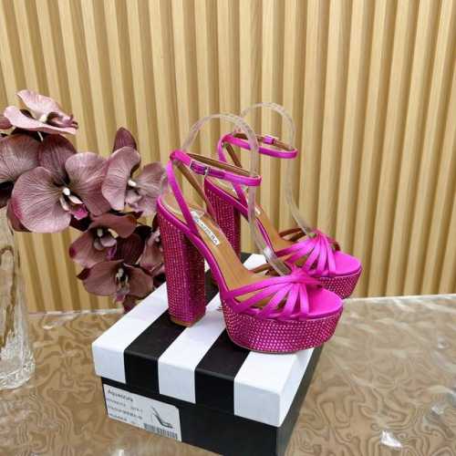 2024春夏新款 AQUAZZURA Zp 原版开模 新品防水台高跟凉鞋 采用原版定制真丝制成，原版开模施华洛奇水钻装饰扣，超闪 大底金色标志性菠萝微标赋予单品