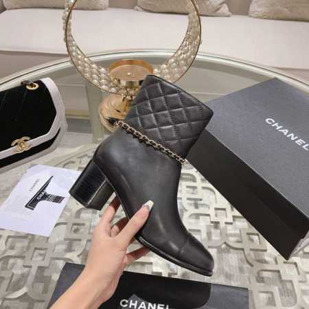 2024小香chanel 高品质专柜级- chanelaa 小香新款链条瘦腿短靴 顶级代购级别稀品上新 t 鞋面：意大利进口小牛皮原版定制小香Logo香奈儿独有 - 点击图像关闭