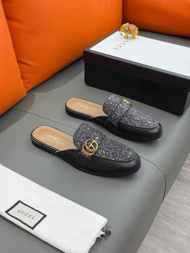商品名称：Gucci 古驰 正规码数: 38-44 半拖 商品材料：精选 头层牛皮鞋面，柔软羊皮垫脚；原厂大底。