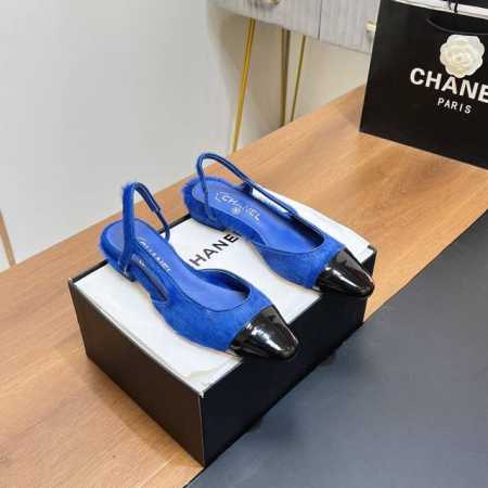 顶级版本 小香Slingback经典系列拼接粗跟凉鞋单鞋 全明星都喜欢的时尚经典凉鞋 简洁优雅、复古知性，这一双就能装扮一年四季你的衣橱 专柜原版购入开模，细节 - 点击图像关闭