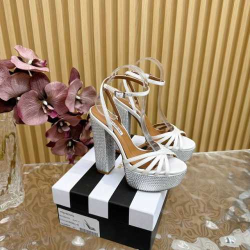 2024春夏新款 AQUAZZURA Zp 原版开模 新品防水台高跟凉鞋 采用原版定制真丝制成，原版开模施华洛奇水钻装饰扣，超闪 大底金色标志性菠萝微标赋予单品