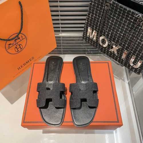 出厂 Hermes 爱马仕新款 牛仔布面H拖鞋 码数：35-41