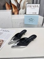 2025T台秀场穆勒鞋 真丝尖头系列 顶级包装配套最高版本 PRADA 2025普拉达新品， 顶级版本 实力来袭！prada25“T台秀款”,主推热卖款式，真丝