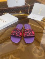 平跟 高跟 迪奥 Dior 春夏新款 Dway 平底一字拖拼色女鞋 Cd字母Logo立体刺绣圆头露趾凉拖鞋 原版开发市面顶级版本 材质:鞋面进口酒椰草电绣高温水