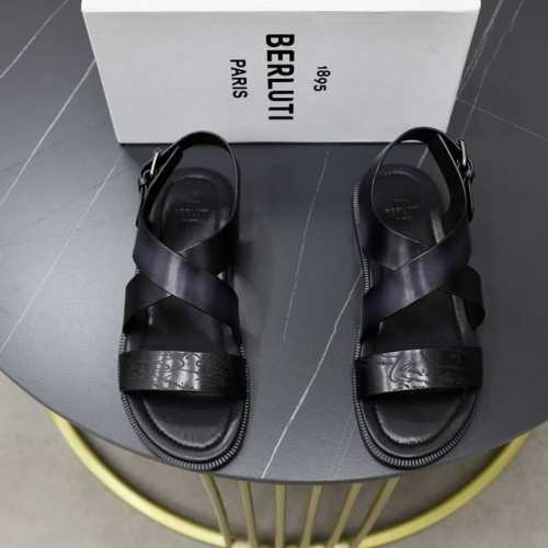 出厂价： Berluti 布鲁提 顶级手工上色牛皮男士拖鞋！ 全手工制作！有装饰的sifnos Scritto图纹皮革拖鞋！官！采用进口皮胚古法上色改色处理 鞋
