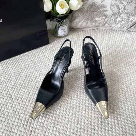 Saint Lauren Ysl圣罗兰新款 金属字母头细跟高跟凉鞋 跟高:10Cm 正码:35-39订做40.41.42 - 点击图像关闭