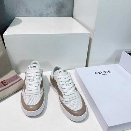 高品质出厂女 ！男 ！顶级品质 情侣款CELINE赛琳2025春夏新品情侣款凯旋门徽标系带休闲鞋小白鞋滑板鞋！简单舒服，干净利落，增高显腿细，无论是单穿还是搭配 - 点击图像关闭