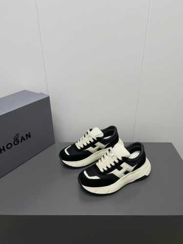 HOGAN 2025春夏最新运动鞋情侣厚底老爹鞋爆款休闲系列 松糕厚底休闲鞋 流行 H拼色工艺~休闲运动鞋履精湛手工设计融入军装元素，兼职实用与个性造型感;多元