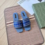 橙子出厂价p gucci 古驰 初夏新款 复古刺绣字母方头平底拖鞋 面料 牛仔布 码数 35-42