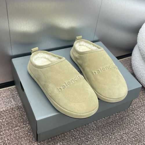 BALENCIAGA 2024秋冬新款女鞋 巴黎世家字母logo穆勒鞋 明星同款平底圆头居家毛毛拖鞋 市场顶级版本 材质：鞋面进口牛麂皮+100%羊羔毛内里+原
