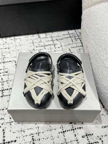 男+10 Rick Owens 25 最新 情侣款 弧形 包头 勃肯 半拖 Megalace Mule Granola暗黑先锋五芒星疯狂系带款家族标识设计.牛皮