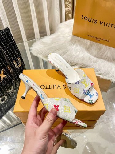出厂 Louis Vuitton 路易威登2024顶级专柜 官网上新 全球首发 Lv 路易威登 24Ss-牛仔布细跟凉拖 Lv凉拖 Lv牛仔布 Lv美鞋 欧洲代