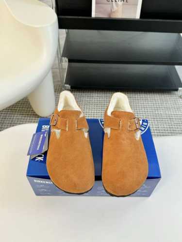 德国Birkenstock勃肯Boston百搭真皮室外软底包头羊毛拖鞋博肯男女拖鞋 女码：35-39 40 41定制 男码：39-44 45定制
