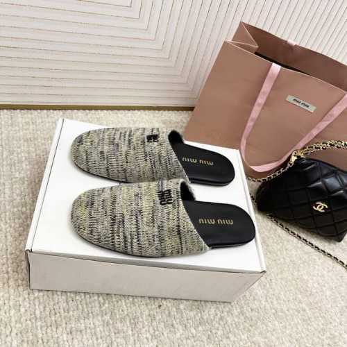 340 Miumiu缪缪25 毛线编织穆勒拖鞋 Miu家 假日系列Upcycled 半拖 正码:35-39订做40.41