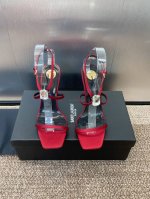 工厂p价p saint Laurent paris 圣罗兰2025春夏新款罗马风格高跟女鞋 Ysl明星同款字母Logo圆头水钻露趾凉鞋 材质:进口真丝鞋面+水染