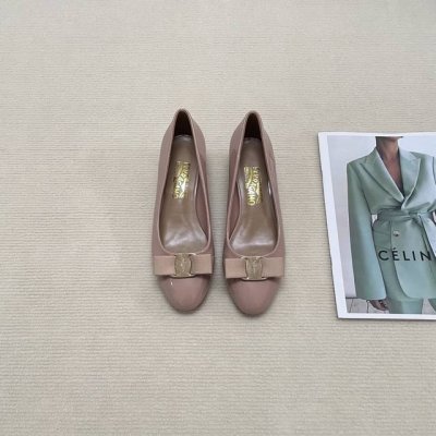 橙子出厂价p ferragamo 菲拉格慕 经典蝴蝶结 圆头玛丽珍鞋 平底鞋 粗跟单鞋 高跟鞋 跟高 平底 4Cm 7Cm 码数 34-42
