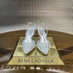 顶级版 R C 2024S重工Rc水晶宝石真丝跟鞋系列 鞋面：进口网纱蕾丝配珠光羊皮面，纯手工一比一缝钻定制，进口超闪昂贵施华洛水晶钻，上脚华丽Blingbli