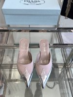 PRADA普拉达 2025ss新品T台秀场穆勒鞋 真丝尖头系列 顶级版本 prada25“T台秀款”,主推热卖款式，真丝材质搭配TPU穆勒系列春夏单鞋凉鞋系列