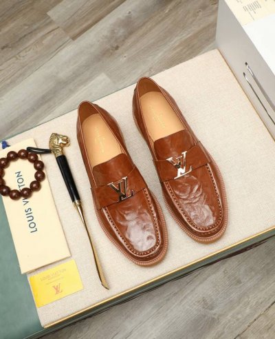 出厂价p 水染牛里 全套包装 Louis Vuitton* 高端 路易威登 专柜最新款 正装商务皮鞋原版最高品质！进口意大利小牛皮面料牛皮内里 原版半真皮大底