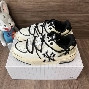 顶级版本Mlb纽约洋基队幽兰拿铁个性义解构双鞋带复古做旧增高低帮板鞋男女同款深棕。 码数：35-45码 编码: 3Asxca12N-50Whs Team16-情