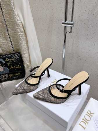 代购级 Dior 迪奥 25ss 春夏走秀新款Tribales系列女鞋 CD明星同款时尚尖头 烫钻 高跟穆勒凉拖鞋 凉鞋 单鞋材质:原版定制进口澳钻 原版开模网 - 点击图像关闭