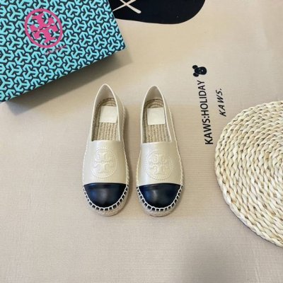 橙子出厂价p tory Burch 夏季新款 Tb草编渔夫鞋 一脚蹬乐福鞋 码数 35-41