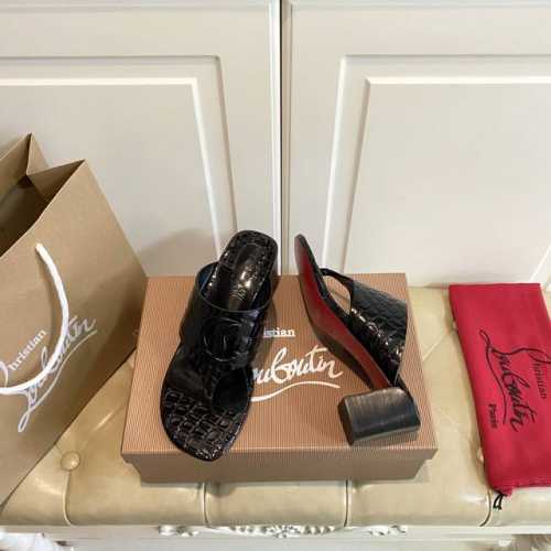 橡胶底 ，真皮底 ，红底鞋Christian Louboutin CL 夹趾拖鞋，鳄鱼纹牛皮面，羊皮里，35-41码 42码定做不退换