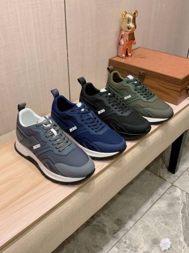 新款: 厂价 Boss* 最新爆款休闲鞋 顶端品牌 奢侈 代购 顶级 质量 鞋面選用进口透气牛皮搭配织布材质透气羊皮垫脚 精细做工 原版个性时尚柔软橡膠耐磨防滑