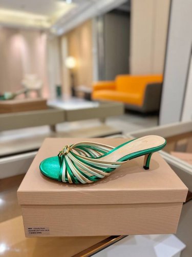 价格P： Gianvito Rossi 2025新款拖鞋 原版开发 顶级版本 代购品质 一双超美的大宝石搭配真丝尖头高跟拖鞋。大宝石在鞋面上闪耀，仿佛把银河踩在