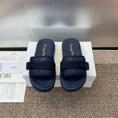 dior 迪奥 走秀新款 Iviera Evolution魔术贴织带厚底休闲拖鞋 cd立体刺绣字母Logo藤格纹露趾凉拖鞋 明星同款拼色平底圆头沙滩鞋 顶级代购