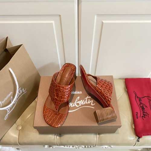 橡胶底 ，真皮底 ，红底鞋Christian Louboutin CL 夹趾拖鞋，鳄鱼纹牛皮面，羊皮里，35-41码 42码定做不退换