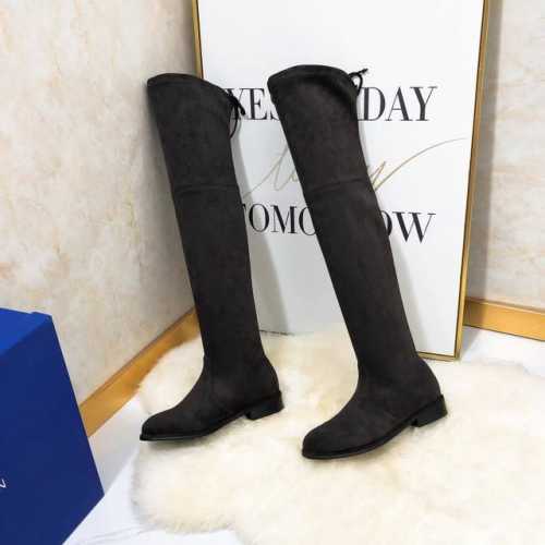 STUART WEITZMAN SW高版本八个跟高有绒里 经典后系带麂绒弹力靴长靴系列、刘涛、小辣椒 、杨幂、唐嫣。等众多明星网红同款！ 材质细节 整只鞋都采用