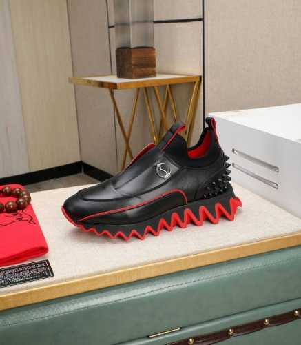 高端货 Christian Louboutin Cl红底鞋 专柜系列，情侣休闲板鞋 独家热款发布活动乳胶垫脚成品大底车线男38#-46,全球供货 顶级版 ：原版