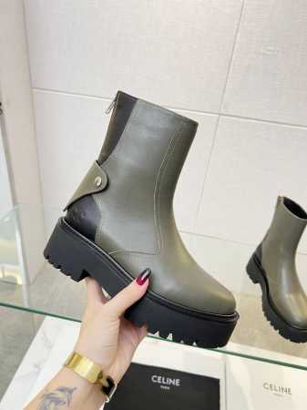 Celine 23ss新品头层牛皮后跟拉链短靴，头层牛皮面，牛皮、羊皮内里垫脚35-41， 40.41定做 - 点击图像关闭