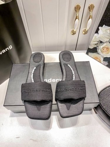 橙子出厂价p alexander Wang 亚力山大王 方头一字拖 平底拖鞋 码数 34-43