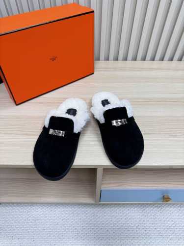 出厂 顶级版本 Herm*s 爱马仕 fw24 new arrival～ H家2024秋冬羊毛里 雪地靴 kelly半拖 好看好穿还高级，秋冬决绝子单品 材质：