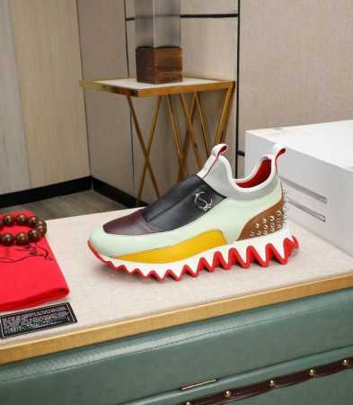 高端货 Christian Louboutin Cl红底鞋 专柜系列，情侣休闲板鞋 独家热款发布活动乳胶垫脚成品大底车线男38#-46,全球供货 顶级版 ：原版 - 点击图像关闭