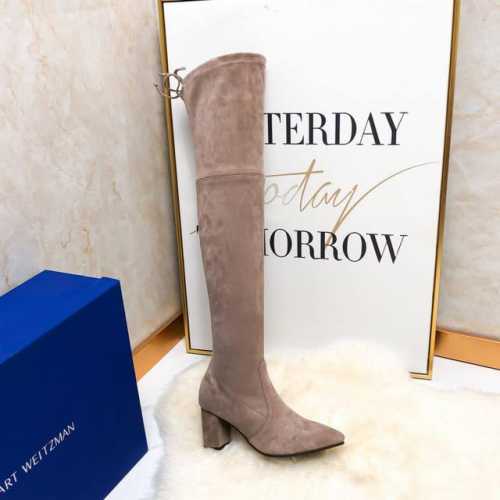 STUART WEITZMAN SW高版本八个跟高有绒里 经典后系带麂绒弹力靴长靴系列、刘涛、小辣椒 、杨幂、唐嫣。等众多明星网红同款！ 材质细节 整只鞋都采用