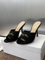 工厂p价p 迪奥 2025 春夏新款 My Dior 高跟女鞋 Cd字母Logo五金扣圆头鱼嘴露趾凉拖鞋 市面顶级版本 材质:鞋面进口小牛皮 进口真丝鞋面+水染