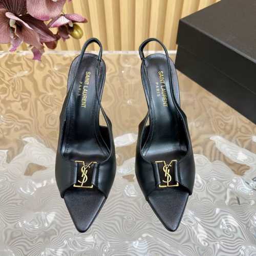 独家新款上架 YSL 圣罗兰 SS2024夏季鱼嘴 高跟新品 走秀款高跟凉鞋 2024全新春夏系列后带方扣高跟凉鞋 ！ 尖头高跟拖鞋淡淡的夏日里怎么少得了一双仙