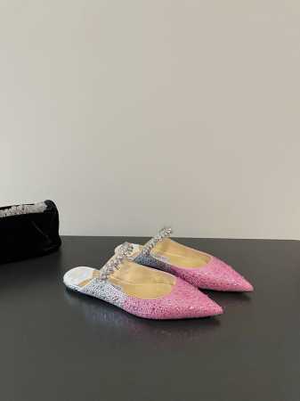 jimmy Choo 最高品质 最新经典钻石链条 渐变烫钻 重工艺水晶半拖鞋单鞋 同步专柜 主打精致 舒适度休闲 甜美 无解风都轻松满足 Blingbling - 点击图像关闭